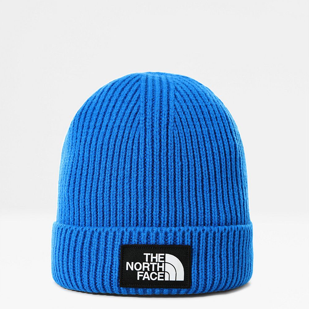 The North Face Beanies Youth Australia - The North Face Tnf Box Logo Cuff Blue (QEX-426183)